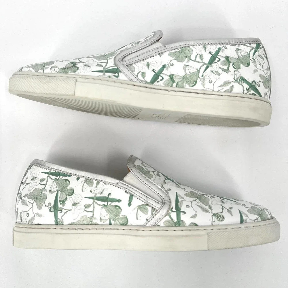 CESARE PACIOTTI 4US Shoes Women 36 White Green Butterfly Printed Slip On Sneaker - Picture 4 of 11
